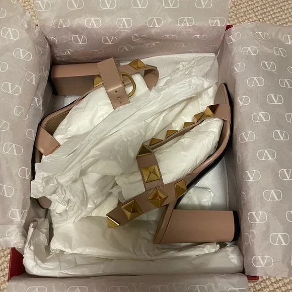 Valentino Garavani Women's Sandals with Gold Rockstuds - 37 - Picture 6 of 7